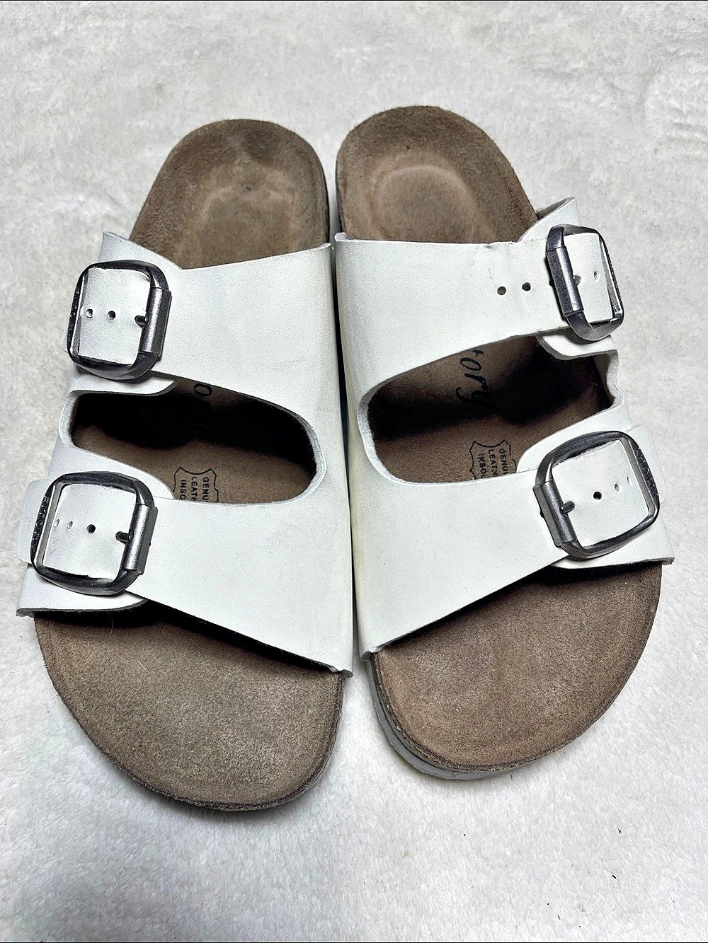 Fitory White Double-Buckle Sandals US 7